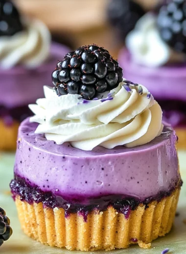 Mini Blackberry Lavender Cheesecakes