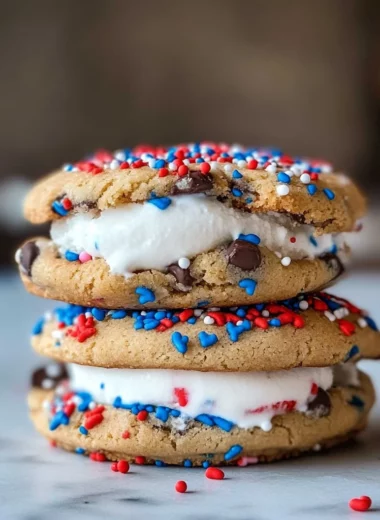 Patriotic ice cream cookie sandwich
