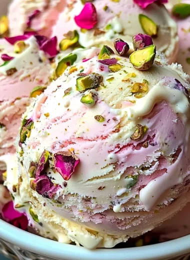 Rose Pistachio Cheesecake Ice Cream