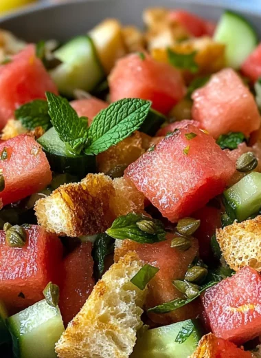 Watermelon Panzanella Bread Salad