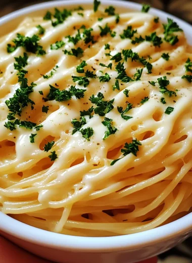cheesy garlic parmesan spaghetti with cream cheese