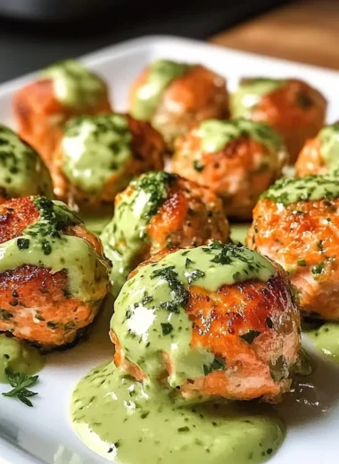 Baked Salmon Meatballs with Avocado Sauce