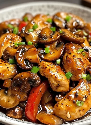 Black Pepper Chicken with Mushrooms