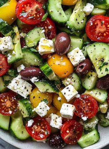 Easy Avocado & Feta Greek Salad