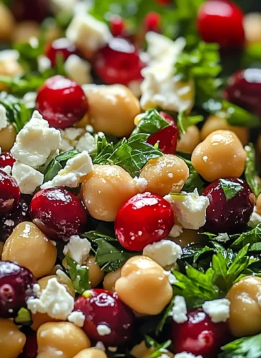Feta & Cranberry Chickpeas with Lemon Vinaigrette