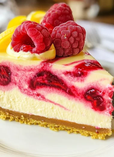 Lemon Raspberry Swirl Cheesecake