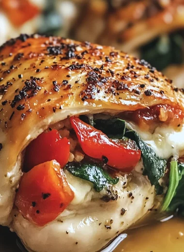 Savory Stuffed Chicken with Roasted Red Peppers, Spinach, and Mozzarella