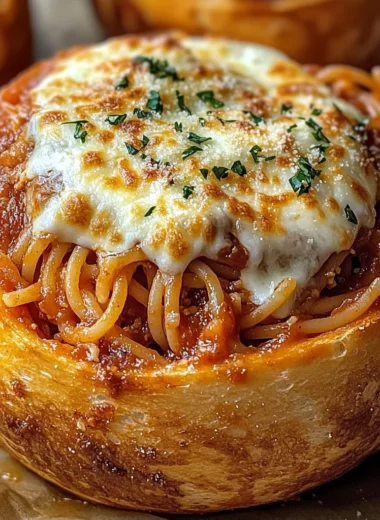 Spaghetti Garlic Bread Bowls