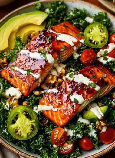 Spicy Honey Glazed Salmon Salad
