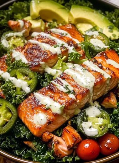 Spicy Honey Glazed Salmon Salad