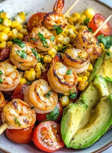 Avocado Corn Salad With Grilled Shrimp