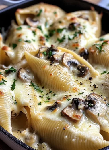 Creamy Garlic Mushroom Stuffed Shells