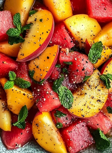 Easy Summer Peach Watermelon Salad