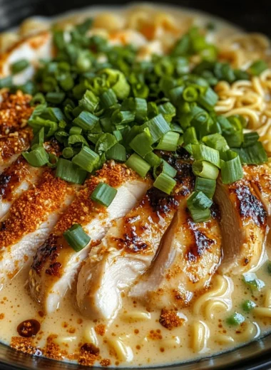 Fiery Chicken Ramen with Creamy Garlic Sauce