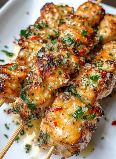 Garlic Parmesan Chicken Skewers