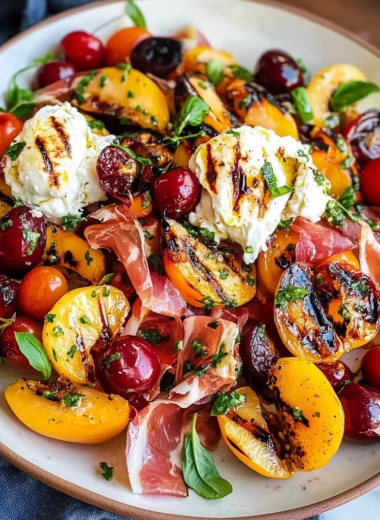 Grilled Nectarine Burrata Prosciutto Salad