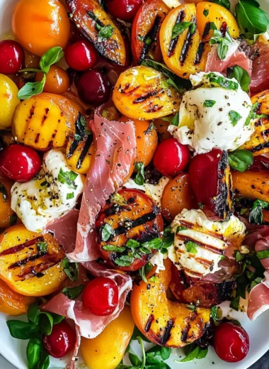 Grilled Nectarine Burrata Prosciutto Salad
