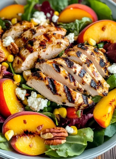 Refreshing Peach Salad with Chicken