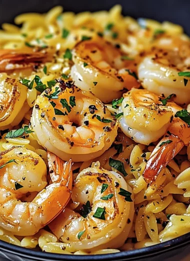 Shrimp Orzo in Lemon Garlic Sauce