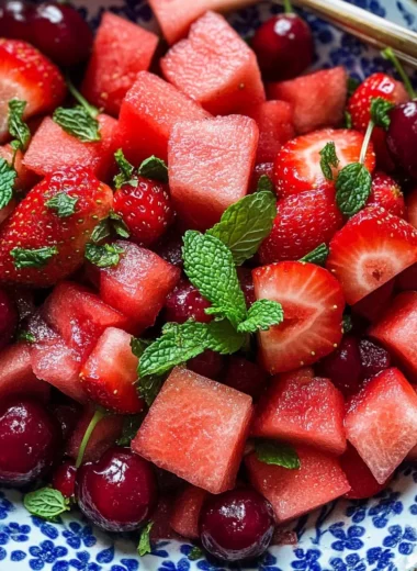 Watermelon Fruit Salad with Lime Mint Dressing