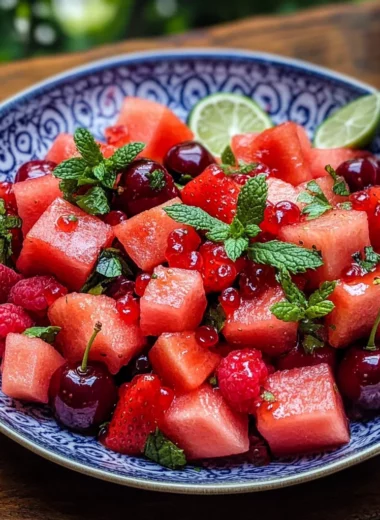 Watermelon Fruit Salad with Lime Mint Dressing