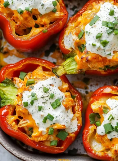 Buffalo Chicken Stuffed Peppers - Dairy Free & Low Carb