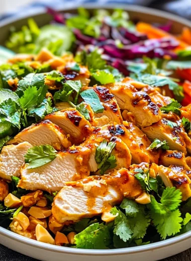 Crunchy Thai Chicken Salad with Peanut Dressing