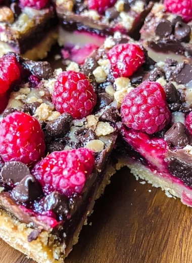 Dark Chocolate Raspberry Pie Bars