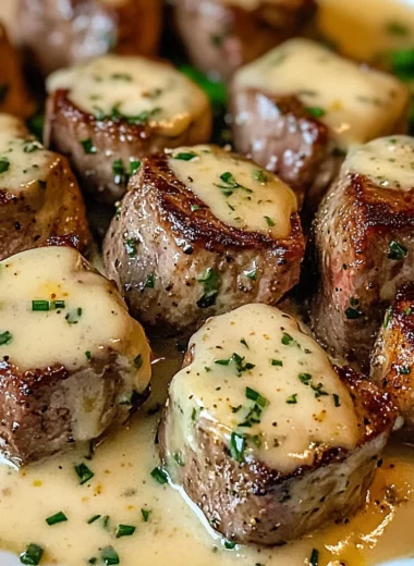 Garlic Butter Steak Bites with a Rich Parmesan Cream Sauce