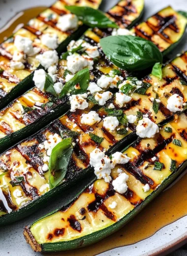 Grilled Zucchini With Goat Cheese, Basil & Honey