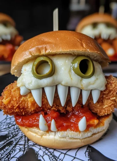 Halloween Chicken Parm Sliders