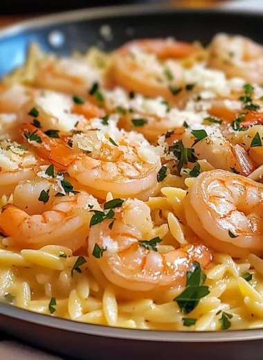 One Pan Parmesan Orzo with Shrimp