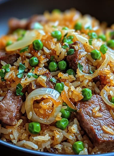 Savory Onion Beef Fried Rice