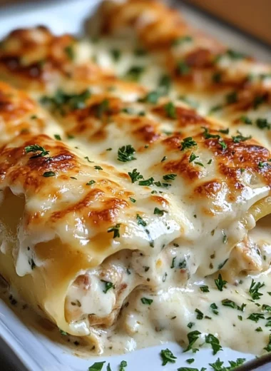 Chicken Alfredo Lasagna Rolls