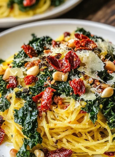 Roasted Garlic and Kale Spaghetti Squash
