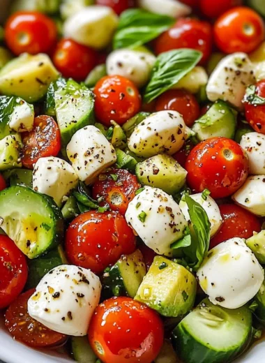 Tomato Cucumber Mozzarella Salad