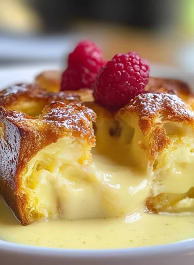 Custard Bread Pudding with Vanilla Sauce
