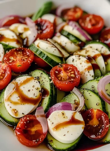 Fresh Cucumber Caprese Salad