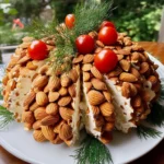 Pinecone cheeseball with almonds