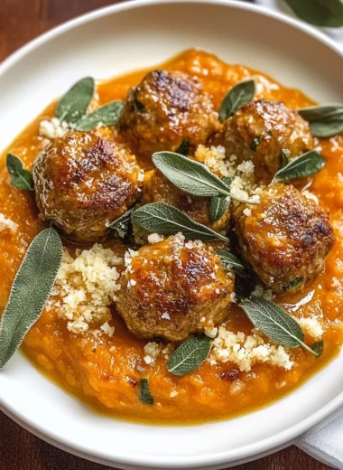 Turkey Meatballs in Pumpkin Sage Sauce