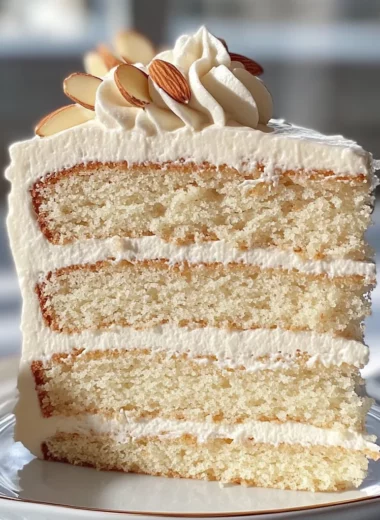 White Almond Cake with Whipped Buttercream Frosting