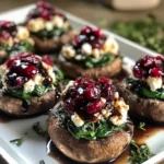 Balsamic-Glazed Cranberry & Goat Cheese Stuffed Mushrooms with Spinach