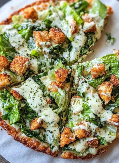 Chicken Crust Caesar Salad Pizza
