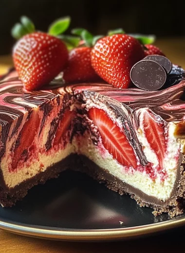 Chocolate Strawberry Swirl Cheesecake