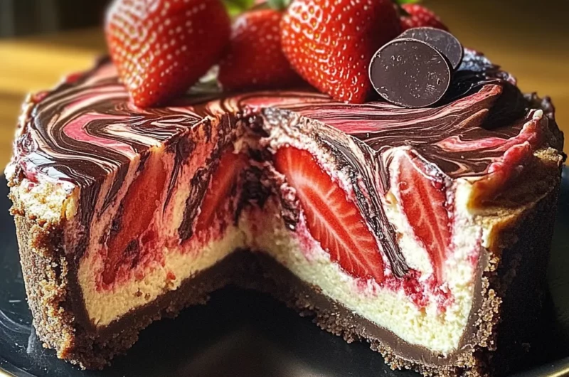 Chocolate Strawberry Swirl Cheesecake