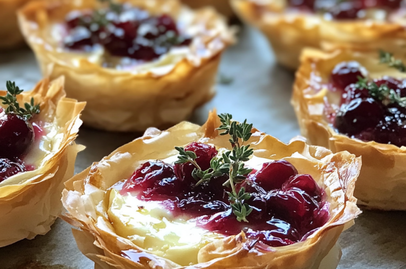 Cranberry, Brie & Thyme Phyllo Cups: A Sweet and Savory Treat for Festive Gatherings