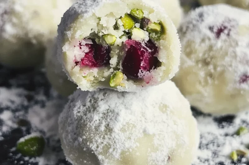 Cranberry Pistachio White Chocolate Truffles