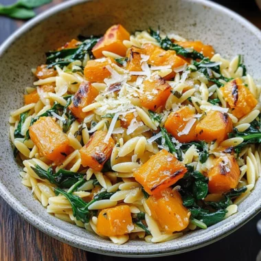 Creamy Orzo with Roasted Butternut Squash and Spinach