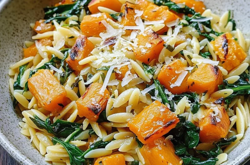 Creamy Orzo with Roasted Butternut Squash and Spinach