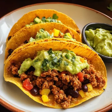 Crispy Baked Ground Turkey Tacos with Avocado Sauce